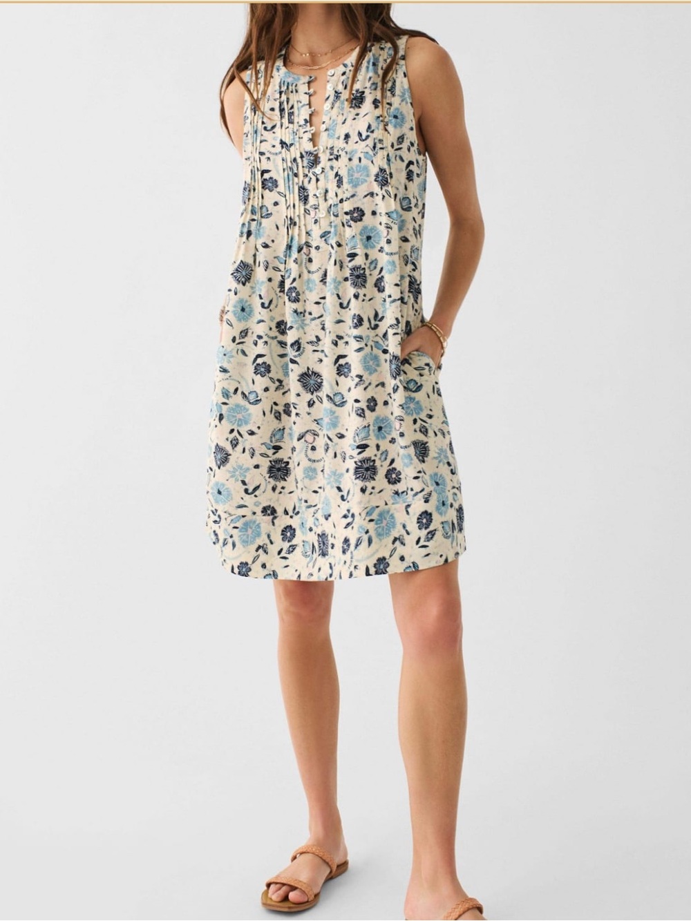 Faherty Isha Linen Dress in Dreamer Floral